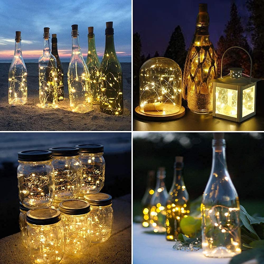 Wine Bottles Cork String Lights - Battery Powered - Decorations for Garden, Wedding, Christmas & Party - Warm Light – LEDs/3 Ft (Pack of 5)