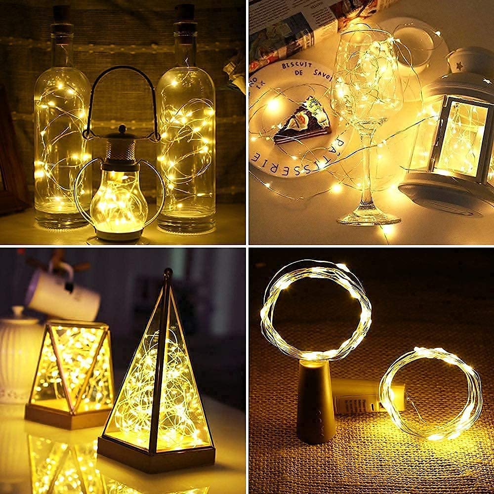 Wine Bottles Cork String Lights - Battery Powered - Decorations for Garden, Wedding, Christmas & Party - Warm Light – LEDs/3 Ft (Pack of 5)