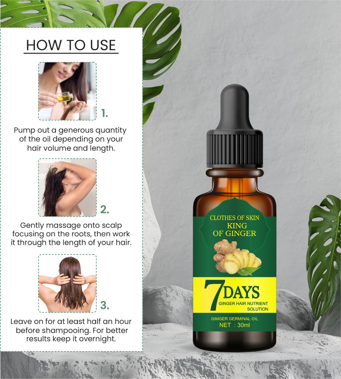 7 Days Hair Tonic Ginger Germinal Regrowth Oil 30 ml