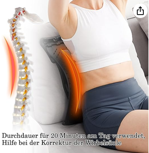 Back Stretcher, Back Massager for Bed, Chair and Car, Multi-Level Lumbar Support, Lower and Upper Muscle Pain Relief, Back Stretcher Device