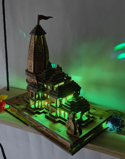 LED LIGHT - Shree Ram Mandir Ayodhya 3D Wooden Model with LED Light