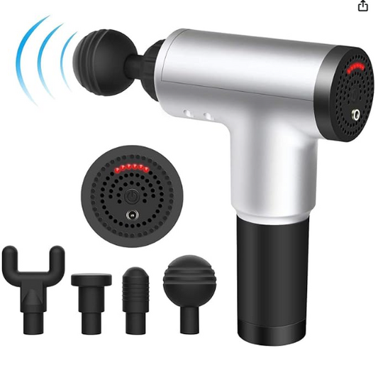 ACS Handheld Electric Deep Tissue Percussion Muscle Body Massager Gun with 6-speed, for Pain and Stress Relief with 4 Massage Head(Multi)